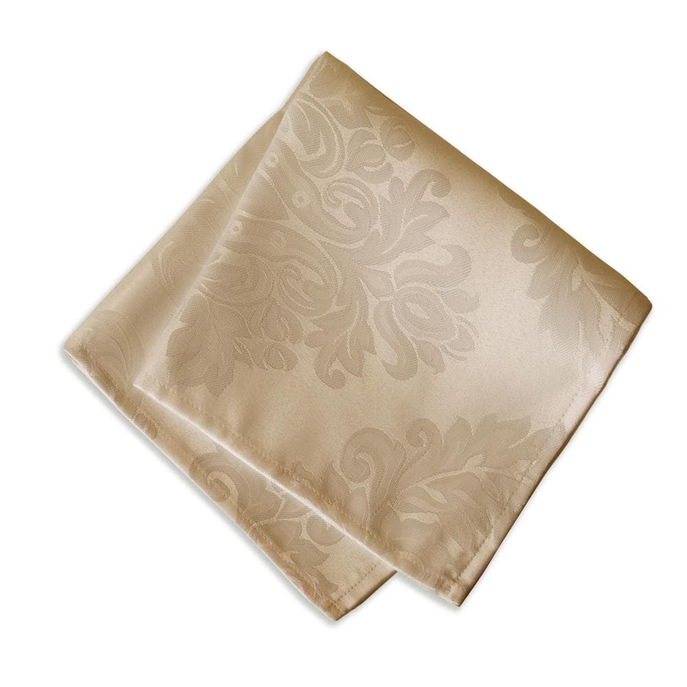 17 in. W x 17 in. L Barcelona Damask Beige Fabric Napkins (Set of 4) - Hercitys