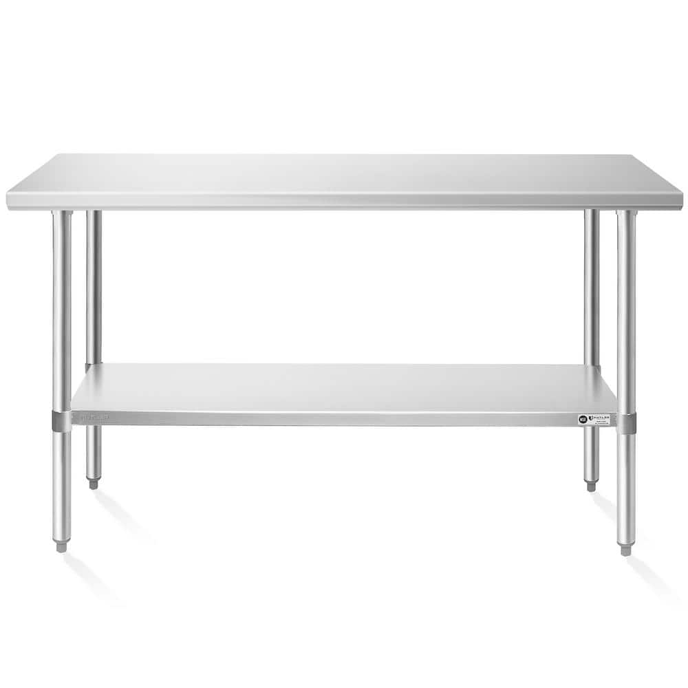 24 in. x 60 in. Stainless Steel Kitchen Prep Table with Bottom Shelf - Hercitys