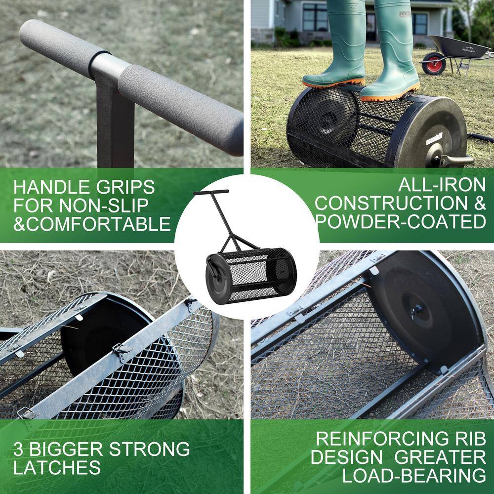 24 in. Metal Handle Peat Moss Compost Spreader - Hercitys