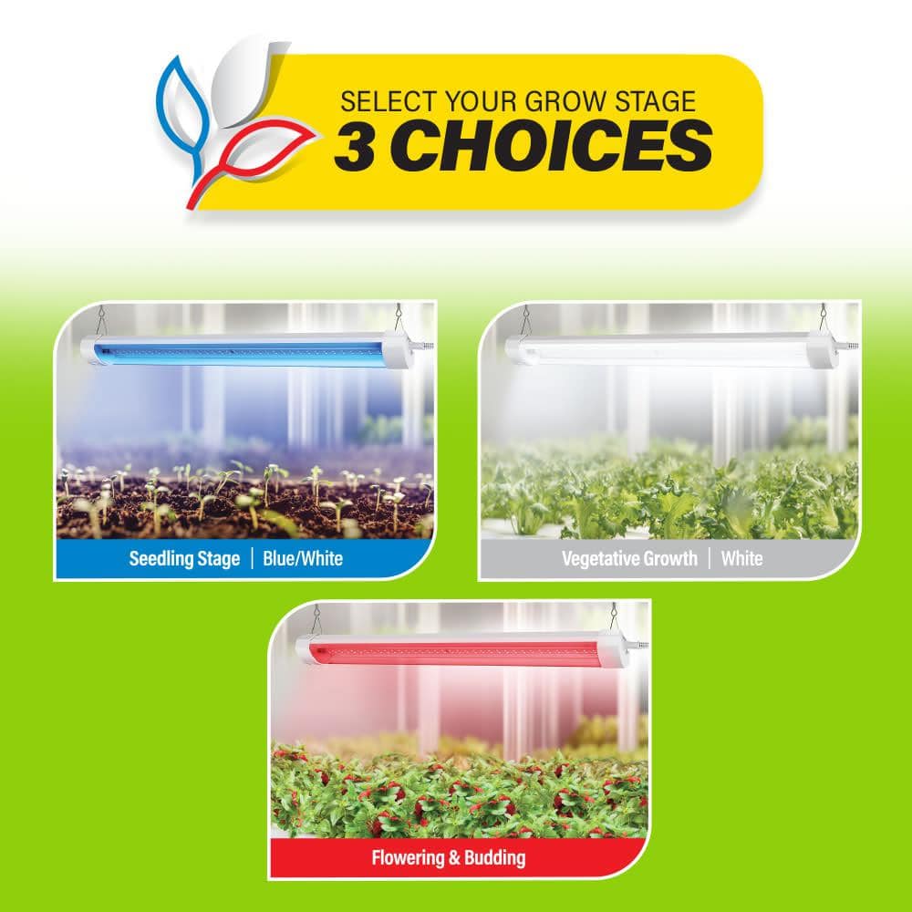 46 in. 40-Watt White LED 3 Adjustable Spectrum Remote Control Linkable Plant Grow Light Fixture White Adjustable Light - Hercitys