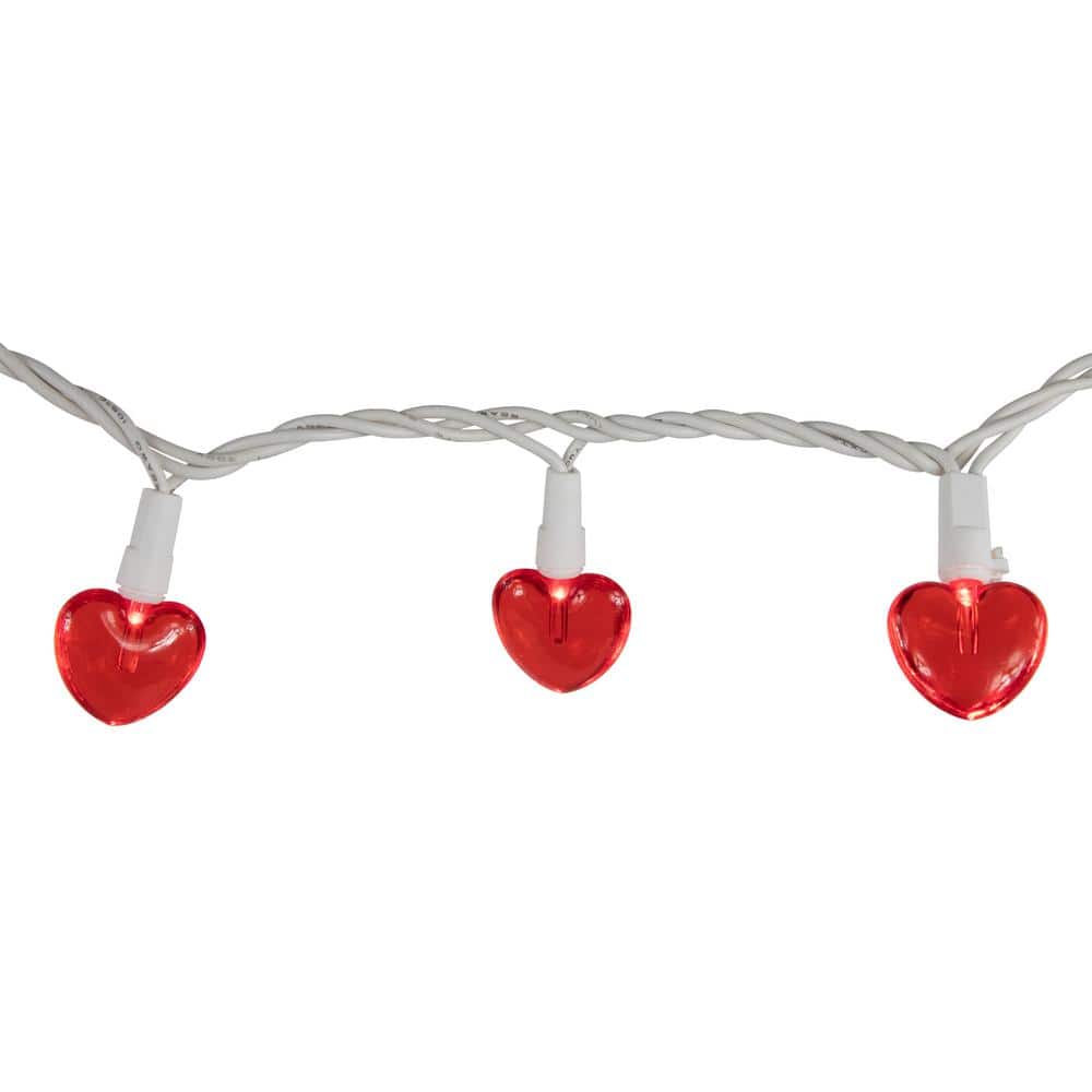 4.75 ft. 20-Light Red Valentine’s Day Heart Mini LED Lights with White Wire - Hercitys