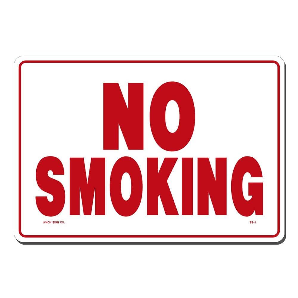 14 in. x 10 in. Decal Red on White Sticker No Smoking - Hercitys