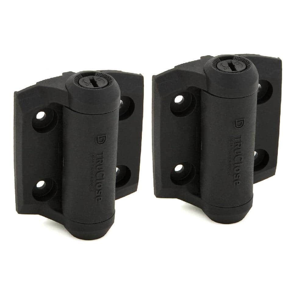 (2-Pack) D&D 2-7/8 in. x 3-3/4 in. Black Self-Closing Metal Gate Hinge - Hercitys