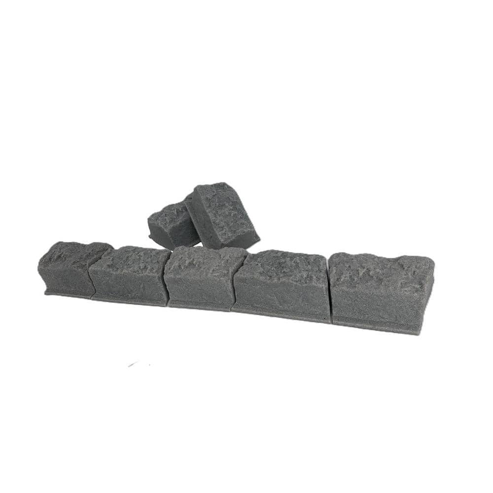 10 in. L x 4 in. W x 4 in. H Small Plastic Block Edging 16-Piece Kit in Gray - Hercitys