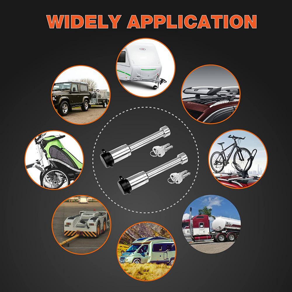 5/8 in. Dia Trailer Hitch Receiver Lock Pin with Keys (2-Pack) - Hercitys