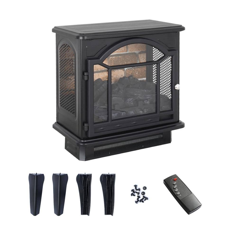 18 in. 400 sq. ft. 3D Flame Electric Stove in Black with Remote Control - Hercitys