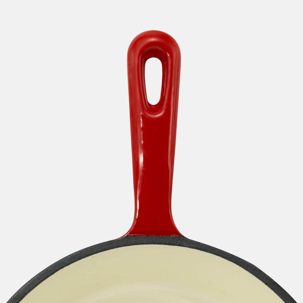 3-Piece Cast Iron Skillet Set with Red Enamel Coating - Hercitys