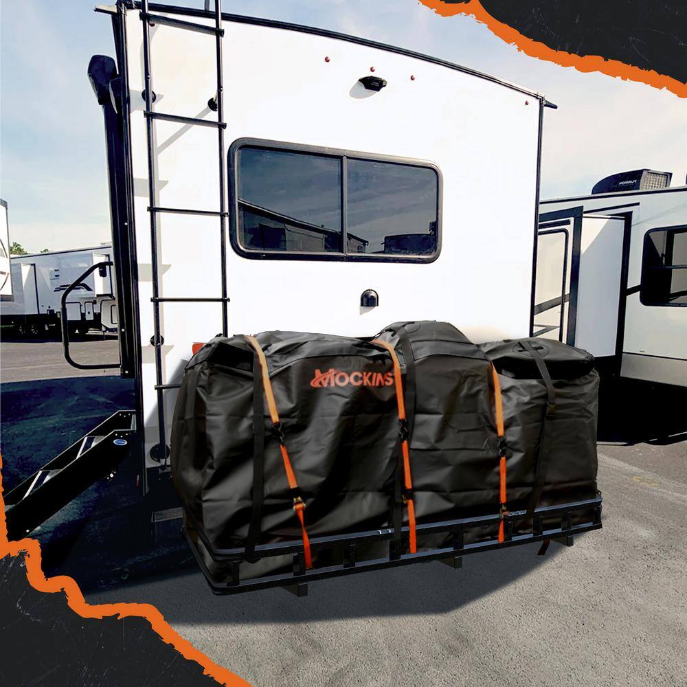 40 cu. ft. Waterproof Black Hitch Cargo Carrier Bag (84 in. x 24 in. x 34 in.) with 3 Buckle Straps, Lock and Carry Case - Hercitys