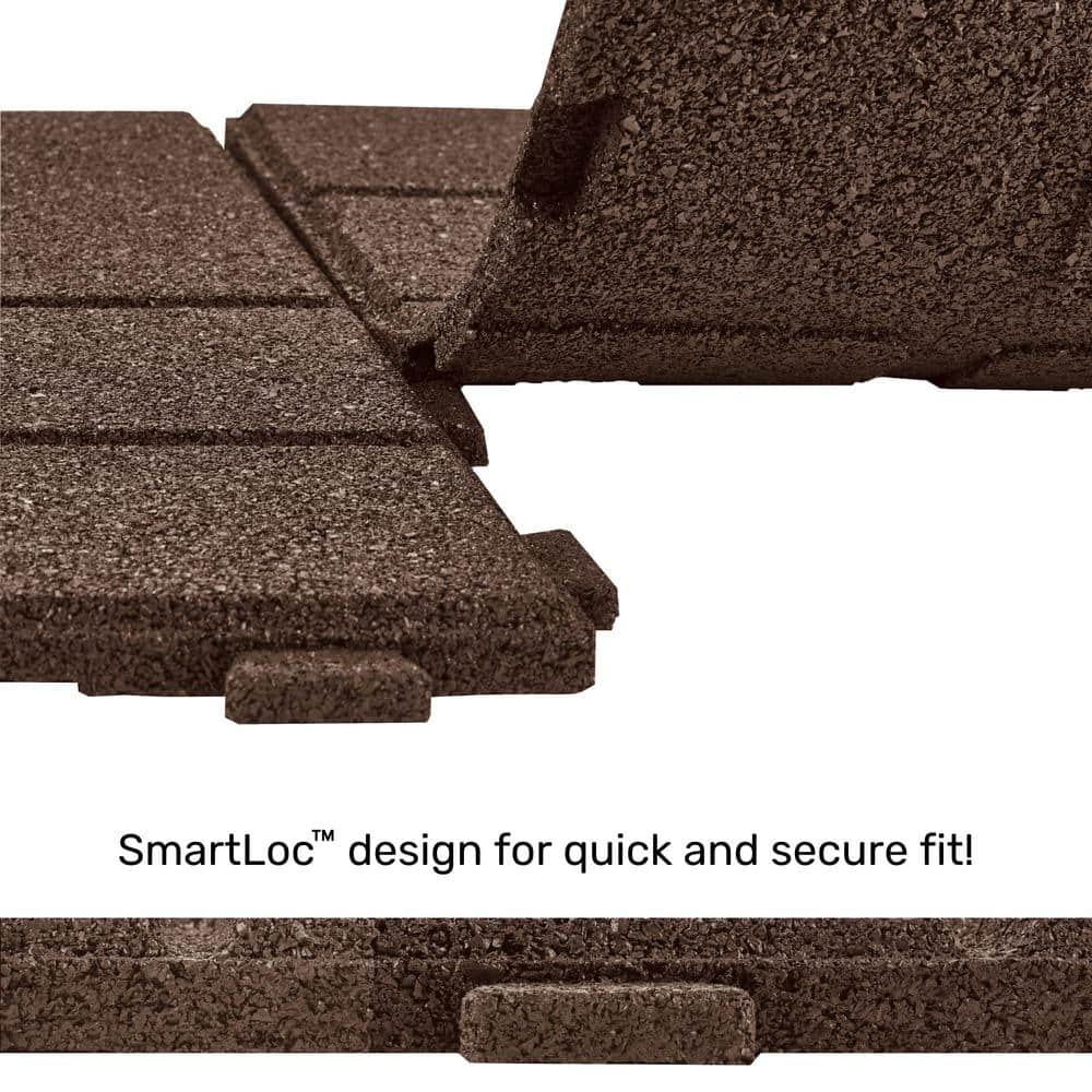 16 in. x 16 in. x 5/8 in. Brown SmartLoc Rubber Paver (9-Pack) - Hercitys