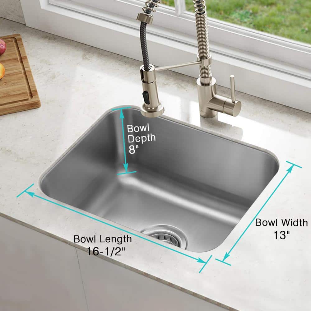18-Gauge Stainless Steel 18 in. Single Bowl Undermount Kitchen Sink with Bottom Grid - Hercitys