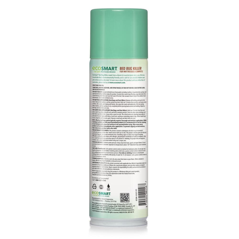 14 oz. Natural Bed Bug Killer with Plant-Based Peppermint and Rosemary Oil, Aerosol Spray Can (2-Pack) - Hercitys