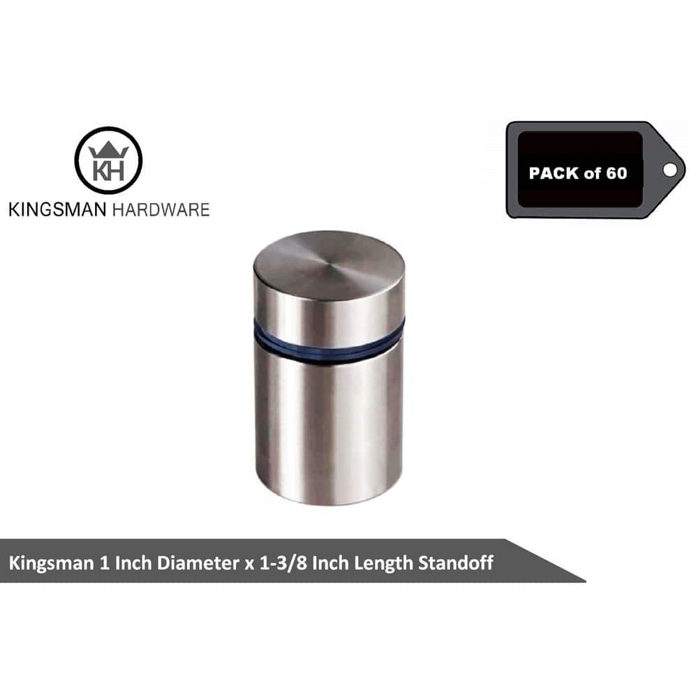 1 in. Dia x 1-3/8 in. L Stainless Steel Standoffs for Signs (60-Pack) - Hercitys