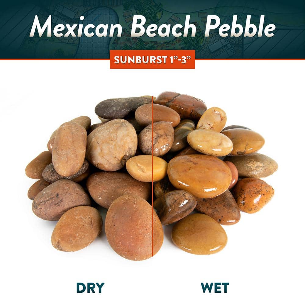 0.50 cu. ft. 1 in. to 3 in. Sunburst Mexican Beach Pebble Smooth Round Rock for Gardens, Landscapes and Ponds - Hercitys