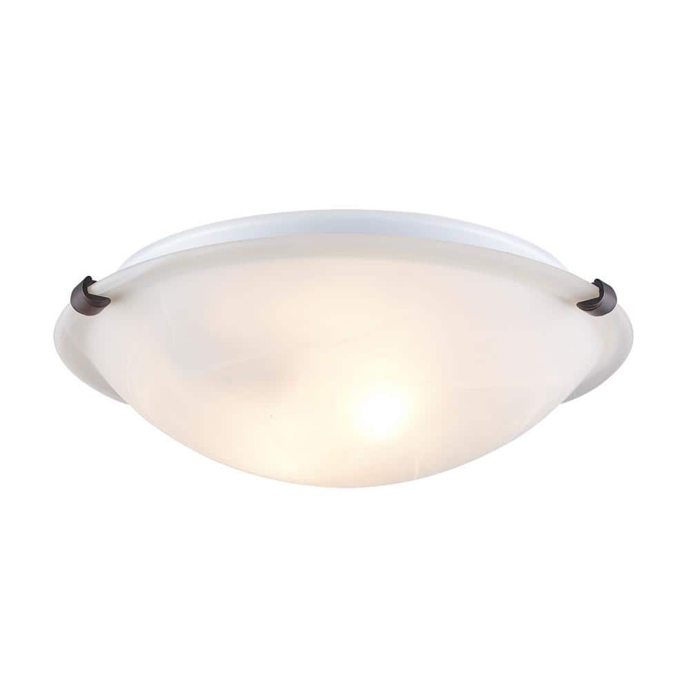 20 in. 4-Light Brushed Nickel Flush Mount Ceiling Light Fixture with Marbleized Glass Shade - Hercitys