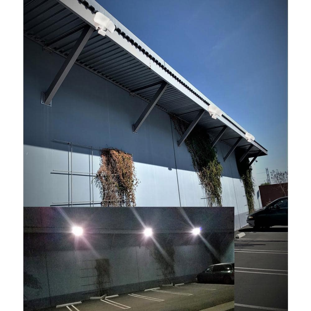 1200 Lumen 180 Degree Black Motion Dusk to Dawn Integrated LED AI Smart Area Flood Light w/Dual Side Solar Panel - Hercitys