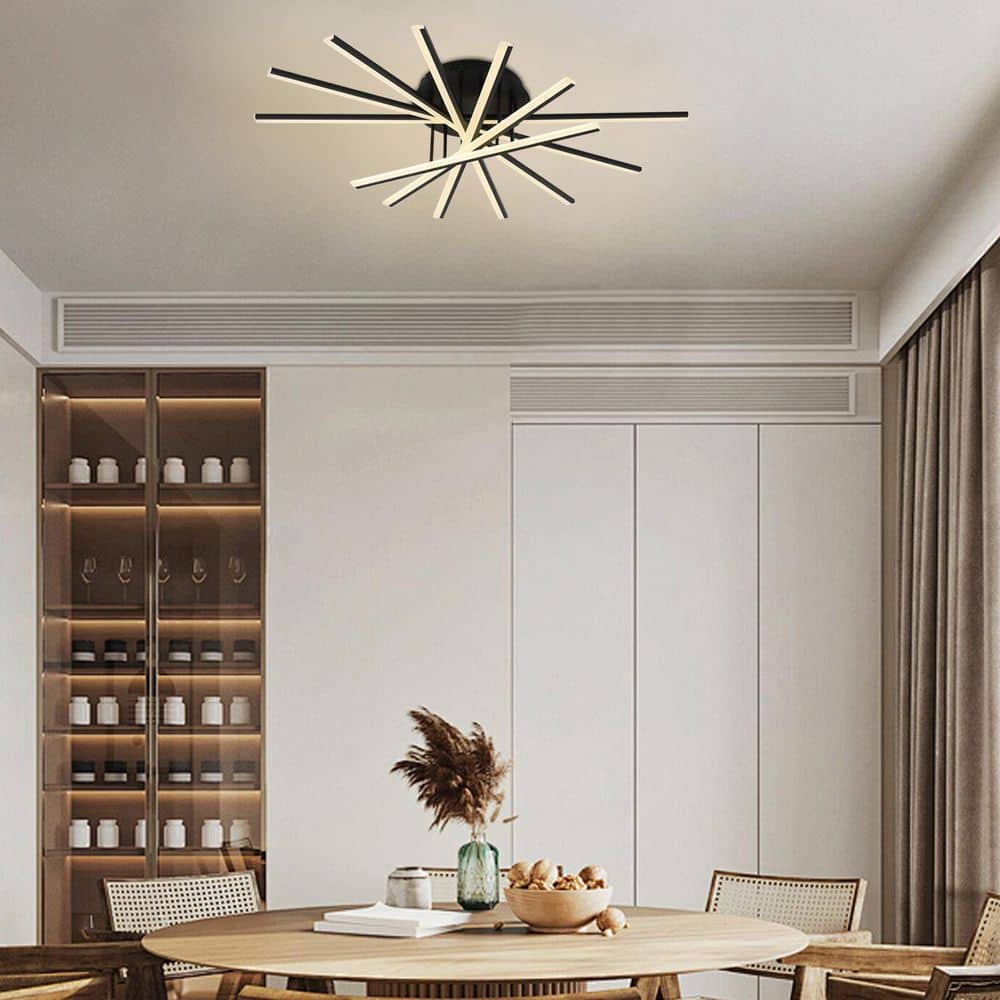 42.5 in. 7-Light Black Integrated LED Modern Creative Flush Mount Ceiling Lamp - Hercitys