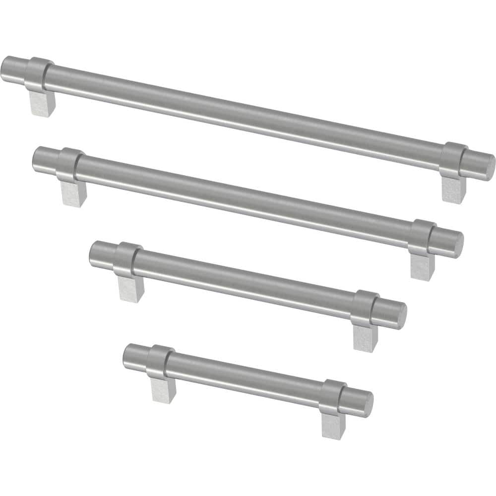 10-Pack Simple Wrapped Bar 3-3/4 in. (96 mm) Classic Cabinet Drawer Pulls in Stainless Steel - Hercitys
