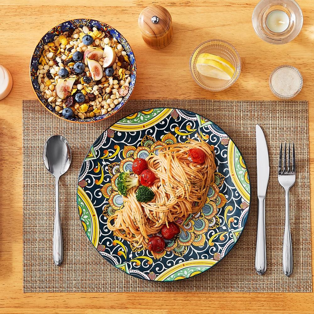 18-Piece Porcelain Dinnerware Set Bowl and Plate Set Bohemian Style Colorful Dinner Dessert Plate Bowl, Service for 6 - Hercitys
