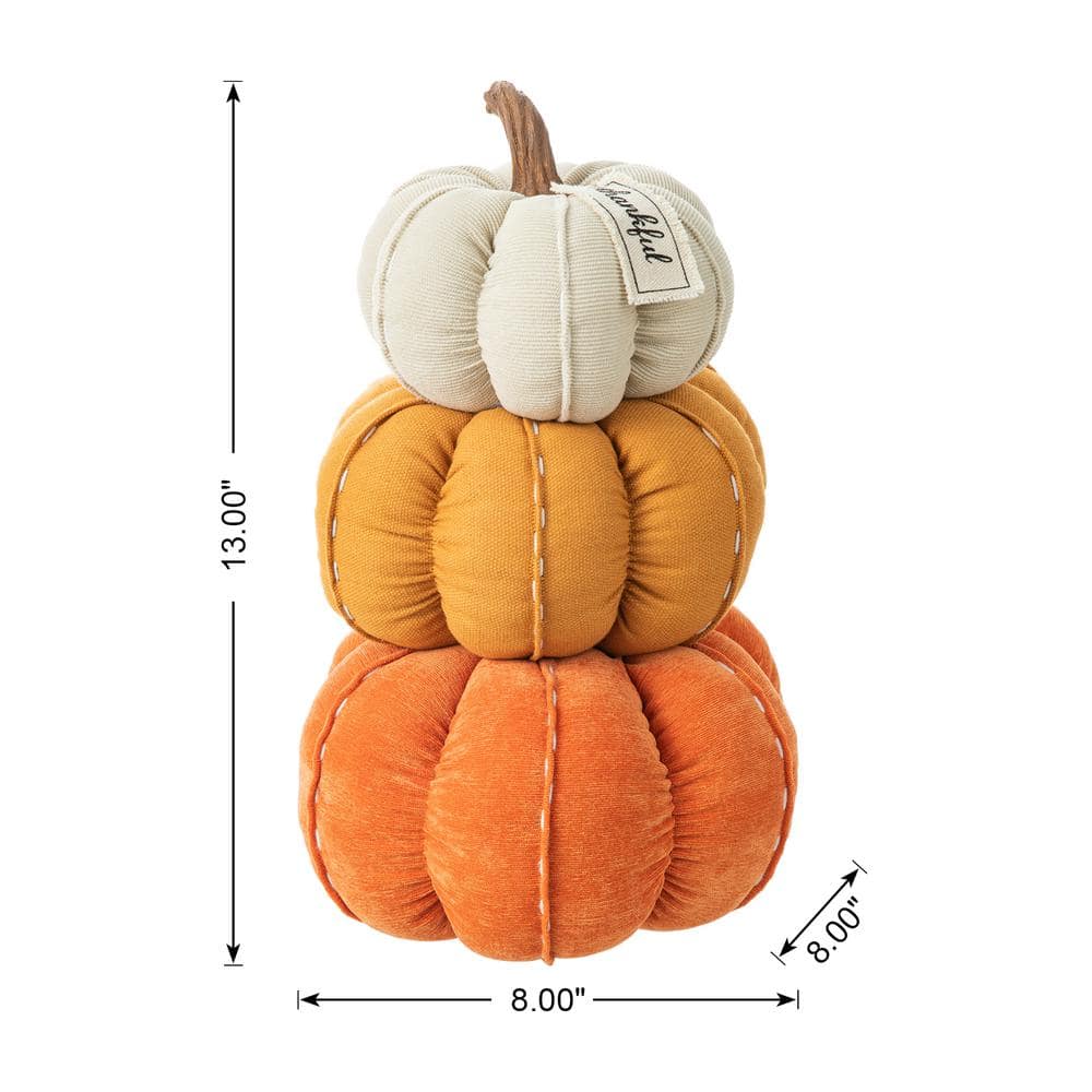 13 in. H Fall Stacked Fabric Pumpkin - Hercitys