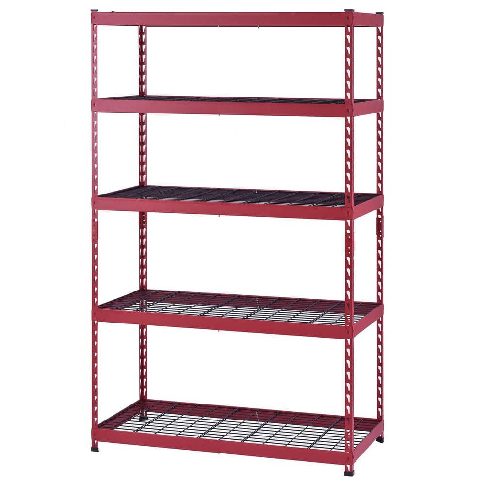 5-Shelf Metal Heavy-Duty Adjustable Garage Storage Shelving Unit in Red (48 in. W x 78 in. H x 24 in. D) - Hercitys
