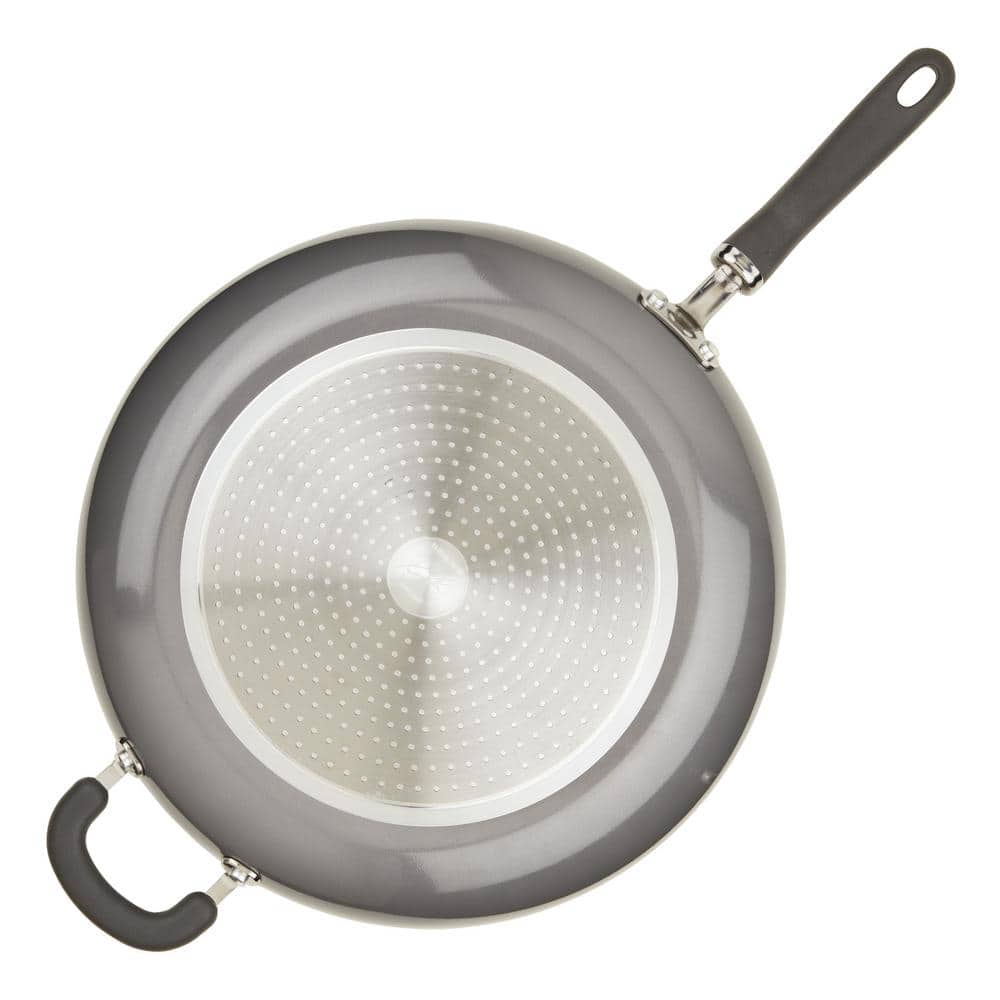 14.5 in. Aluminum Nonstick Create Delicious Frying Pan with Helper Handle in Gray Shimmer - Hercitys