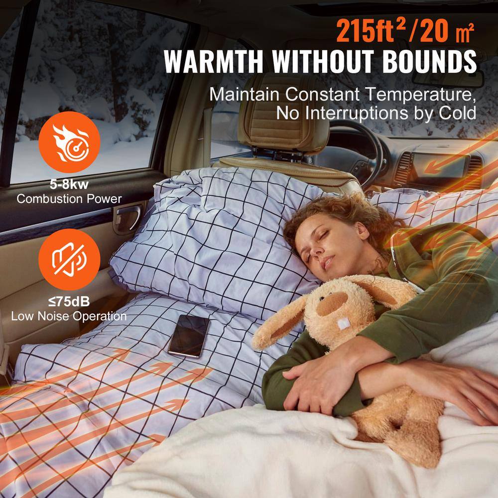 5-8 KW Diesel Heater Diesel Air Heater, 27296 Btu/h All in One with Remote Control and LCD Screen Fast Heating - Hercitys