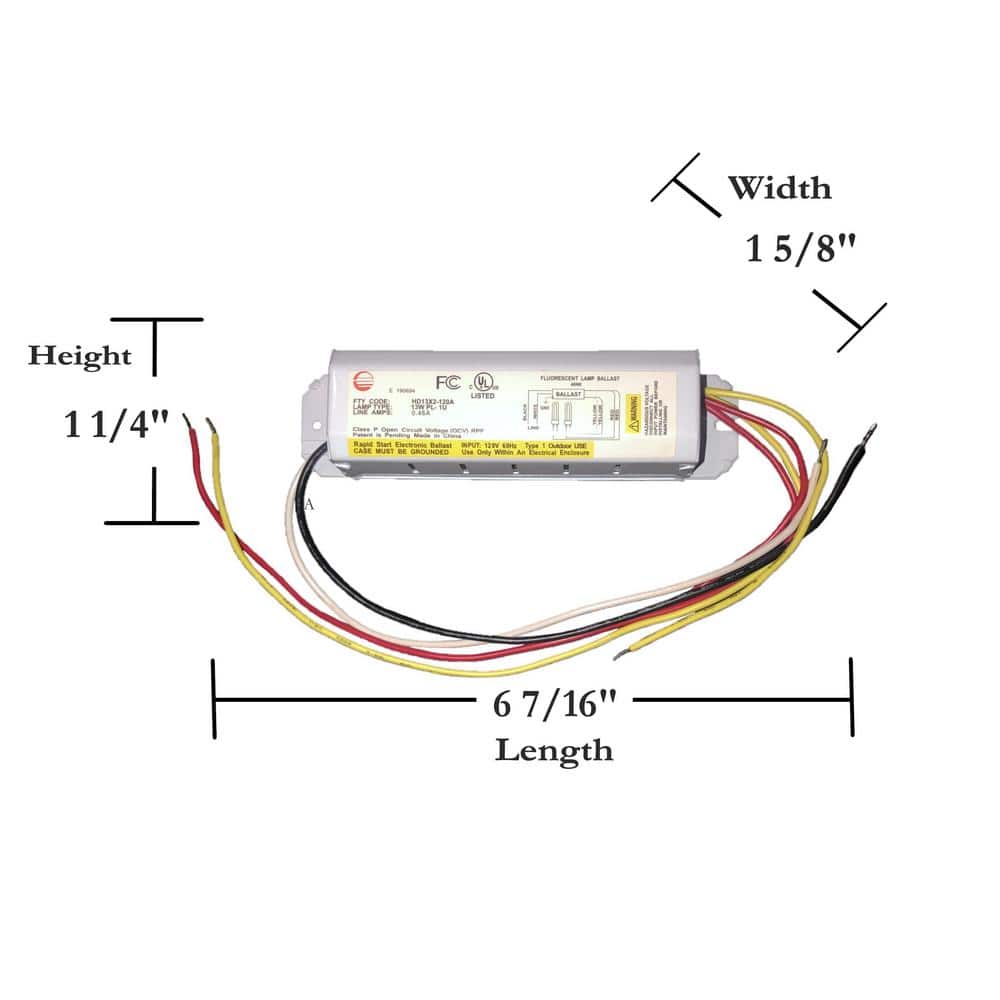 120-Volt 6.63 in. Electronic Ballast 2-PL 13-Watt Lamps - Hercitys