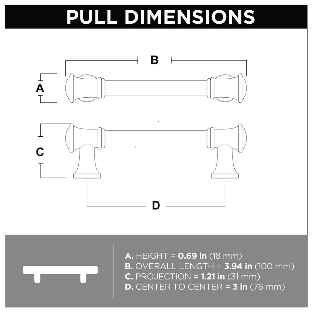 2-Pack Silverton 3 in. (76 mm) Classic Polished Chrome Cabinet Drawer Bar Pulls - Hercitys