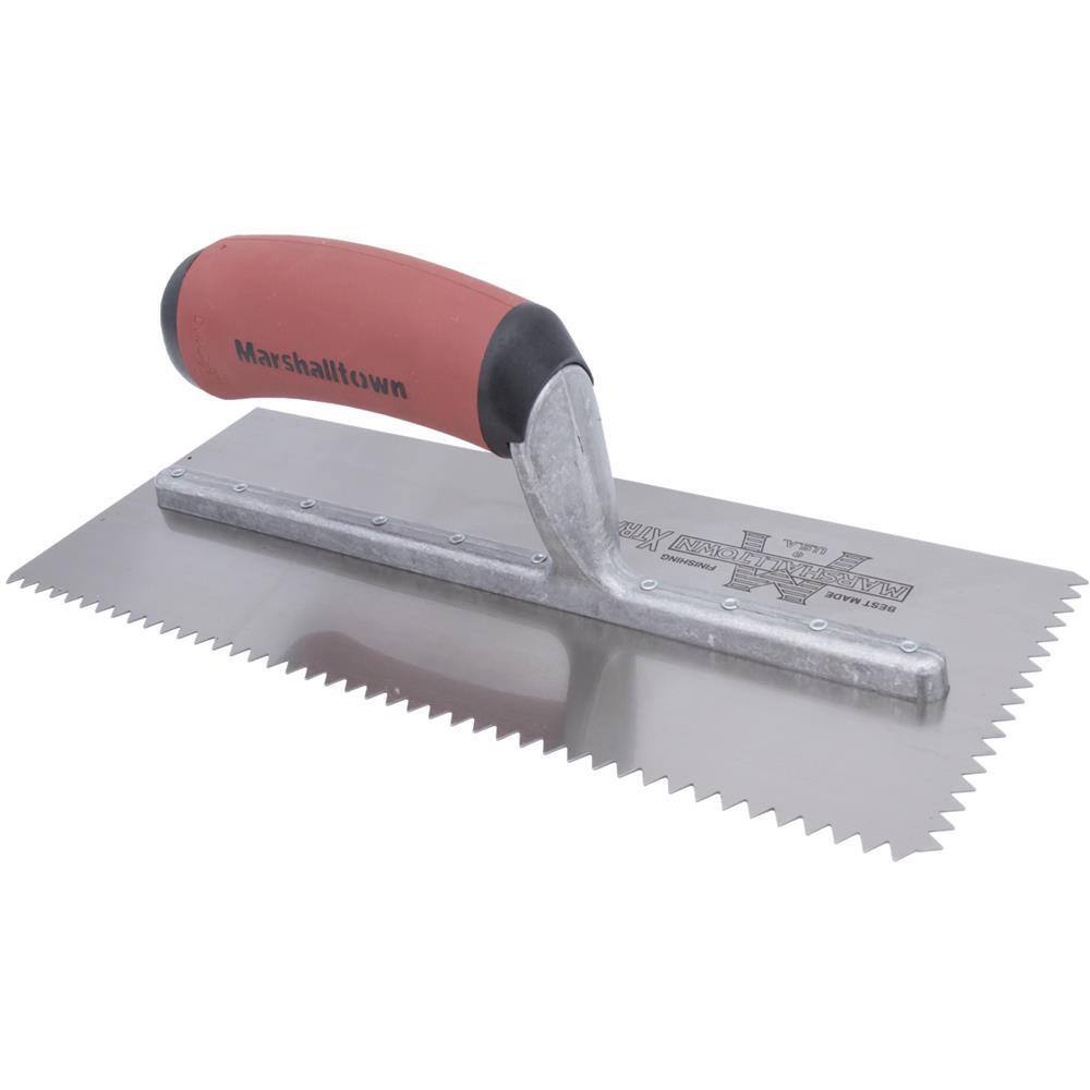 11 in. x 1/4 in. x 3/16 in. V-Notch Flooring Trowel with Durasoft Handle - Hercitys