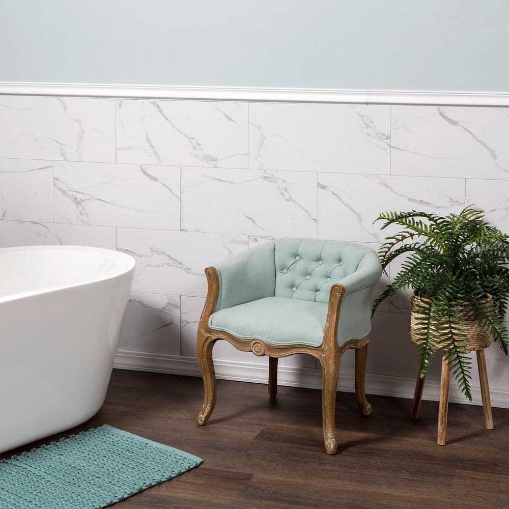 23.23 in. L x 11.1 in. W Carrara Marble No Grout Vinyl Wall Tile (17.9 sq. ft./case) - Hercitys