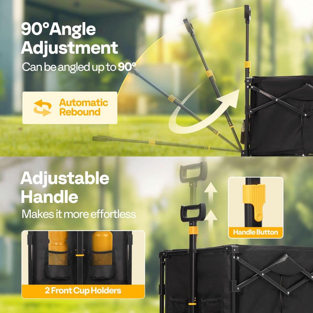 12.4 cu. ft. Folding Heavy Duty Steel Utility Garden Cart with Extended Tailgate - Hercitys