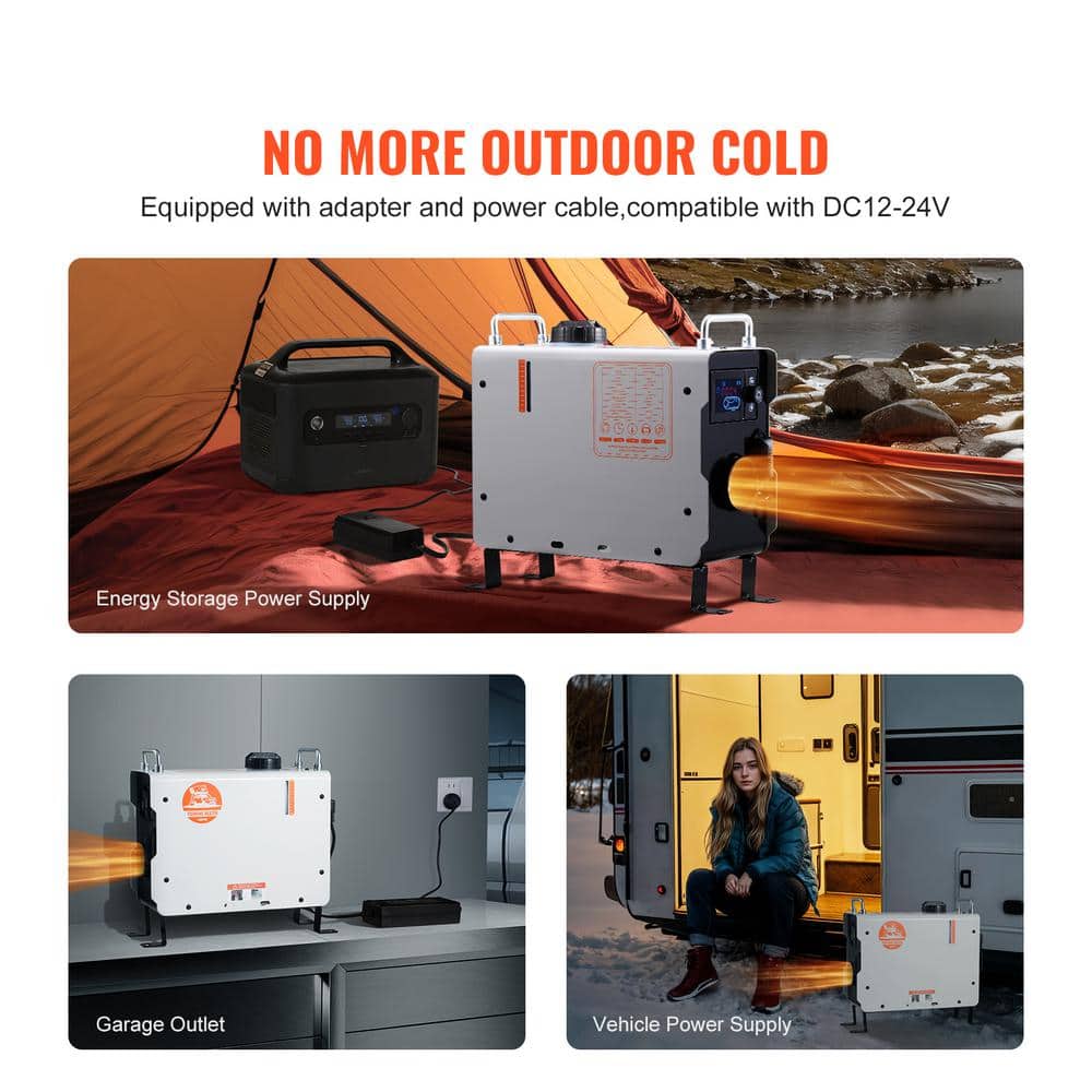 2KW Diesel Heater, 27296 BTU White Disel Utility Forced Air Diesel Portable Corded Space Heater With Bluetooth Remote - Hercitys