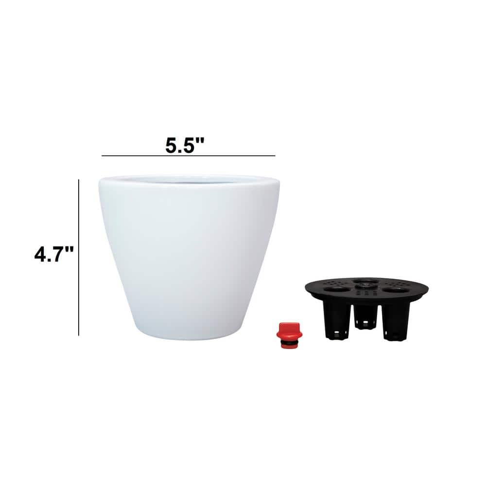 5.5/10 in. White Round Cone Plastic Self-watering Planter Pot, Set of 2 - Hercitys