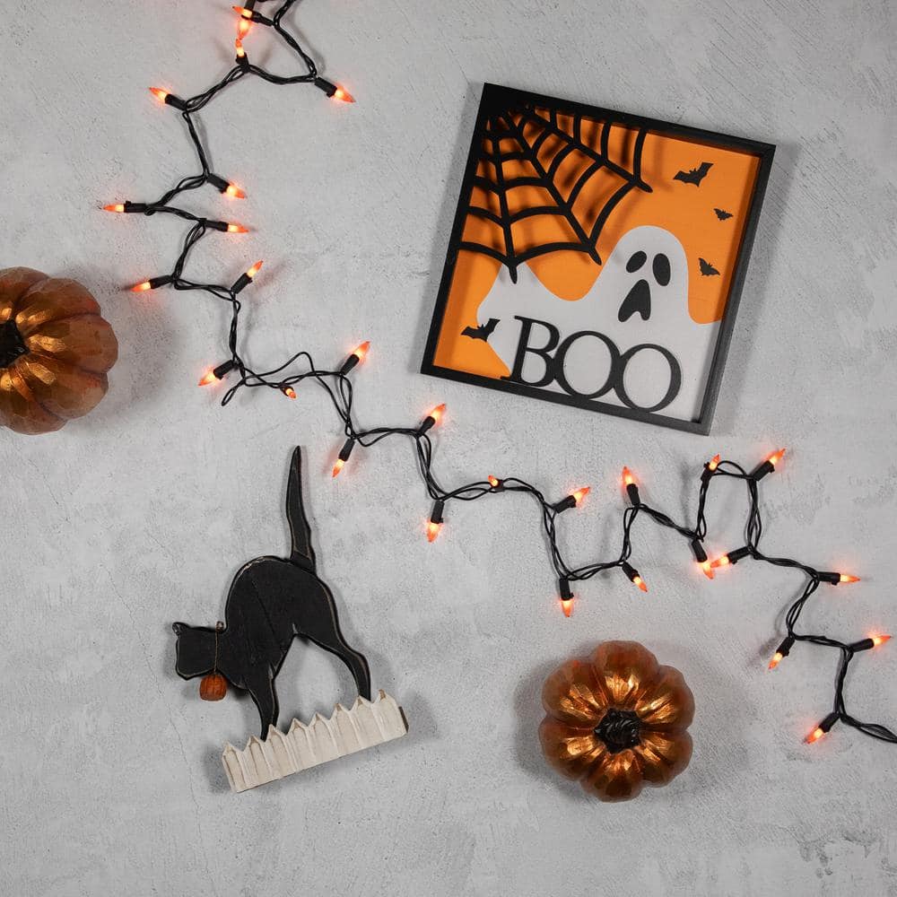 21.50 ft. Orange Mini Halloween String Light Set, Black Wire (100-Count) - Hercitys