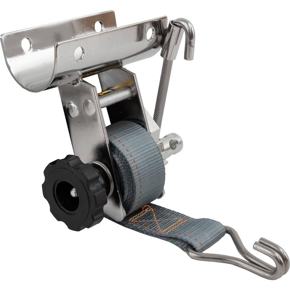 1-1/2 in. x 7 Foot Stainless Steel Ladder Rack Ratchet Tie Down Tube Mount with Double J Hooks - Hercitys