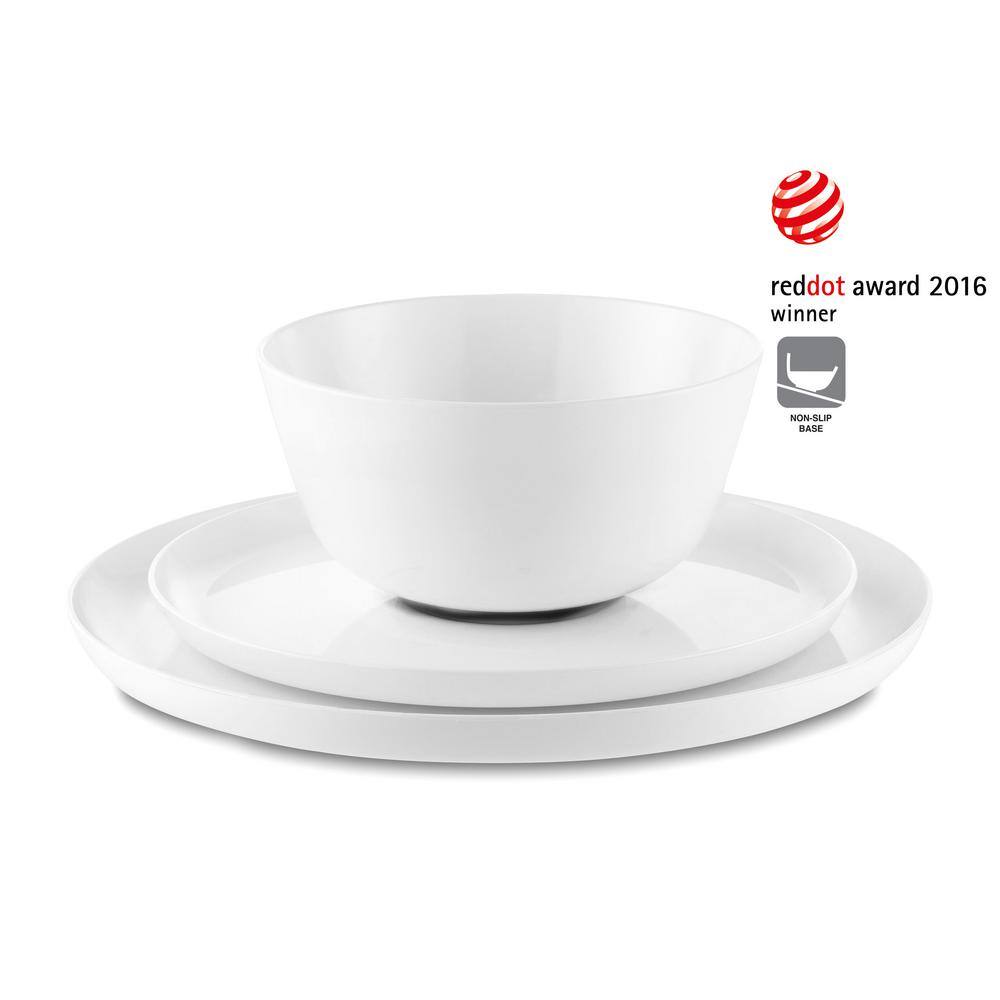 10 in. White Palm Non-slip Dinner Plate with Black Base (Set of 4) - Hercitys