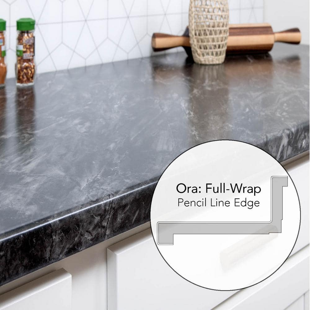 4 ft. Straight Laminate Countertop All-Inclusive Kit in Textured Sombra with Eased Edge and Loose Backsplash - Hercitys