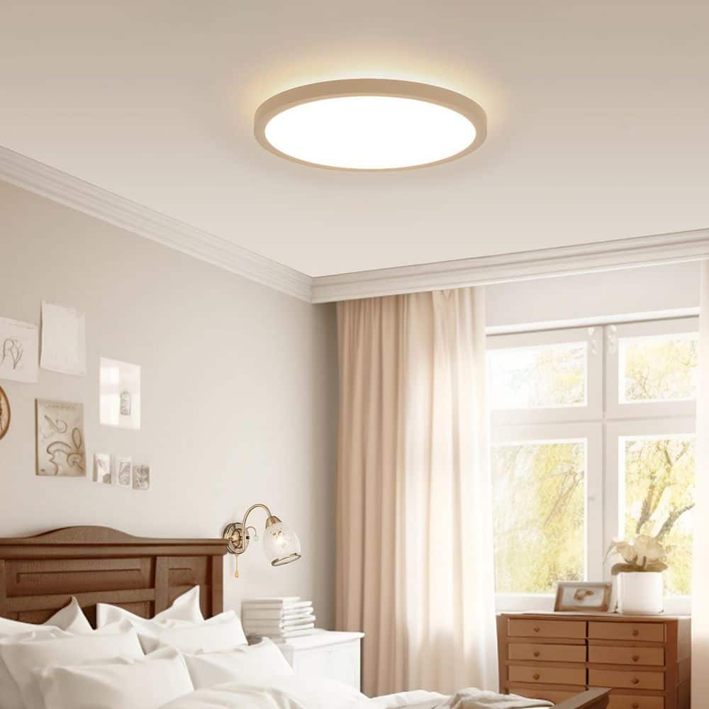 12 in. 20-Watt Modern White LED Integrated Flush Mount with White Acrylic Shade - Hercitys