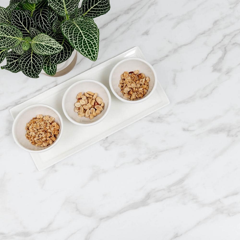 10 ft. Left Miter Laminate Countertop in Textured Anzio Marble with Waterfall Edge and Integrated Backsplash - Hercitys