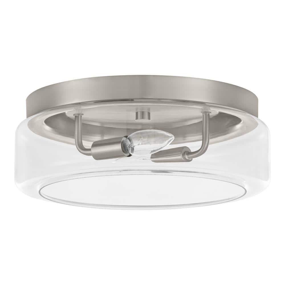 13 in. 2-Light Brushed Nickel Flush Mount Light - Hercitys