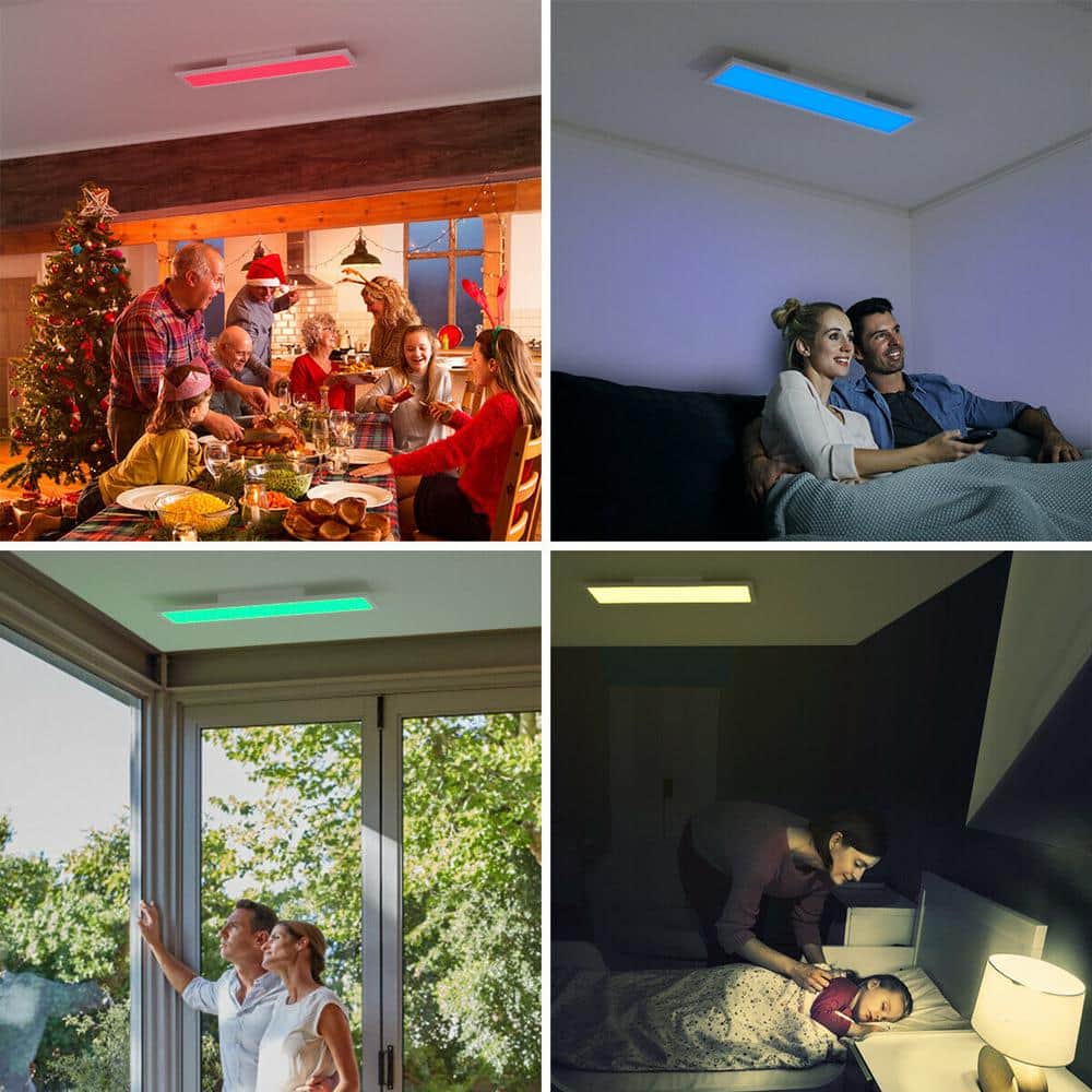 23.5 In. RGB Integrated LED Flush Mount Ceiling Light with Remote Control(1-Pack) - Hercitys