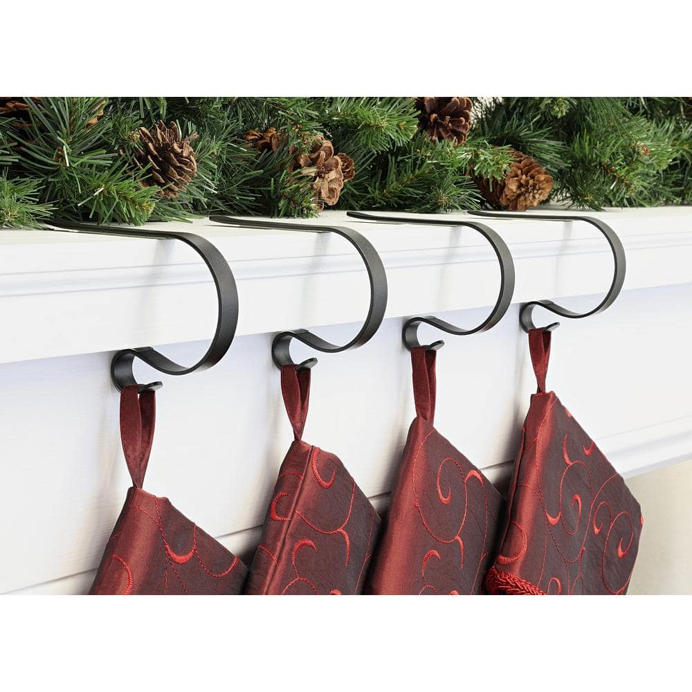 2.5 in. Steel Matte Black MantleClip Stocking Holder (4-Pack) - Hercitys