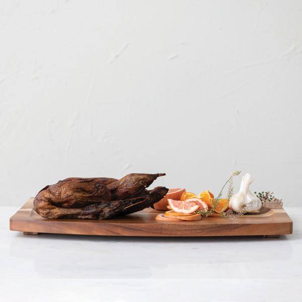 24 in. W x 1.5 in. H x 14 in. D Rectangle Brown Wood Serving Trays with Raised Edge - Hercitys