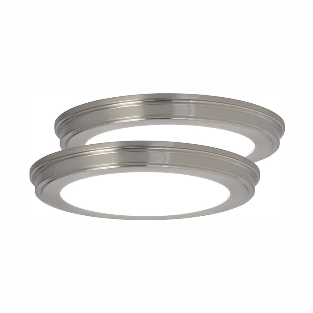 15 in. Brushed Nickel 5-CCT LED Round Flush Mount, Low Profile Ceiling Light (2-Pack) - Hercitys
