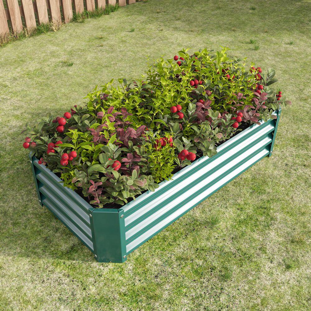 4 x 2 x 1 ft. Green Rectangular Metal Raised Garden Bed - Hercitys