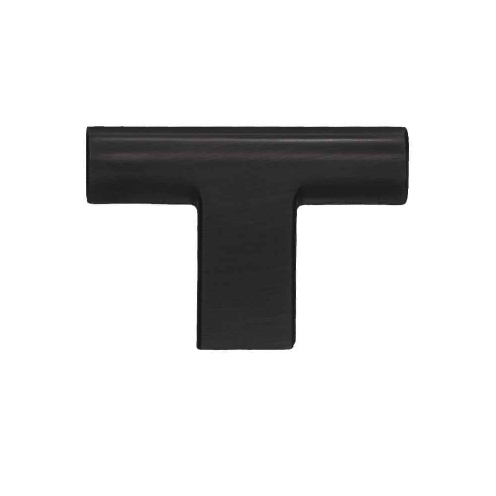 10-Pack Vail 2 in. (51 mm) Modern Matte Black T-Shaped Cabinet Knob - Hercitys