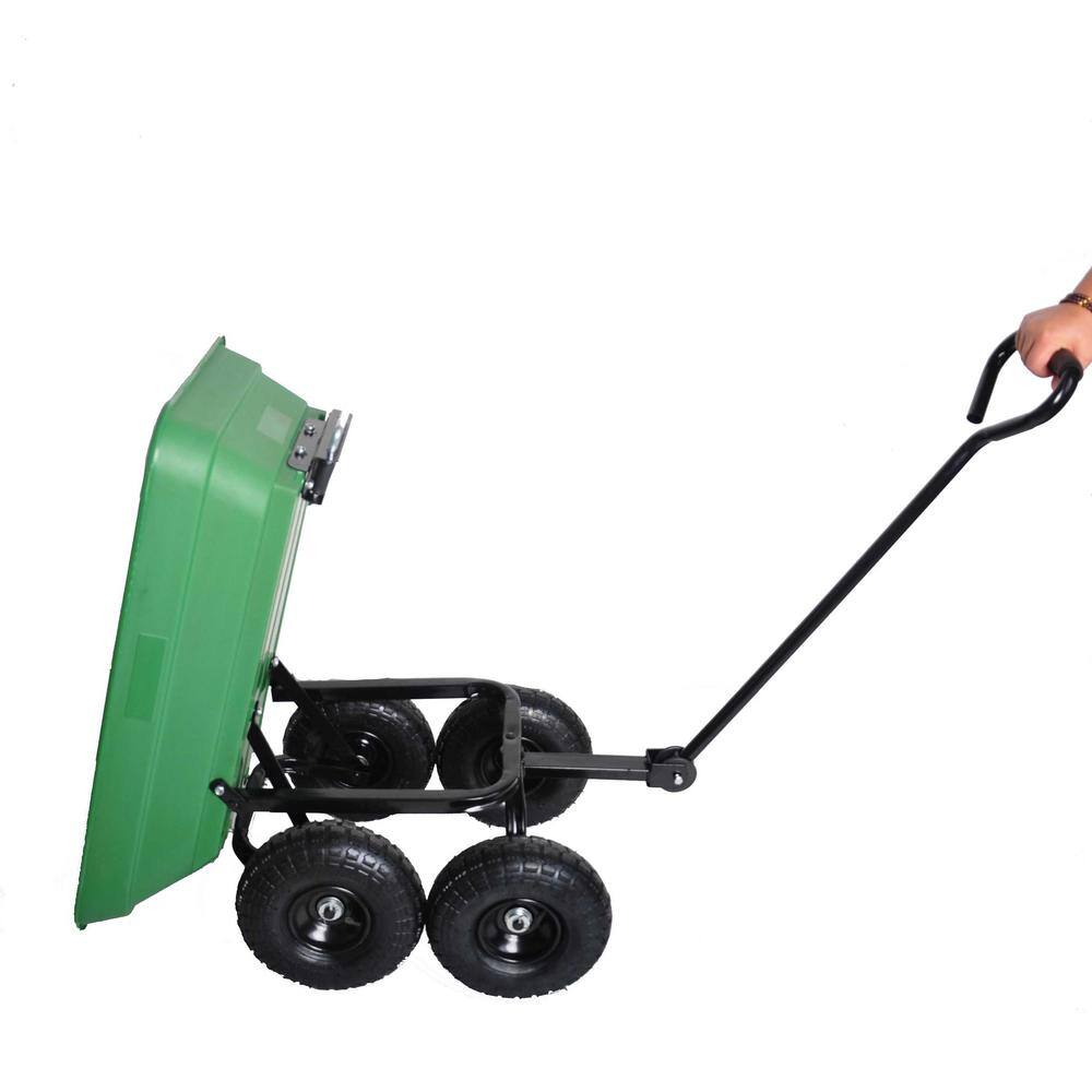 16.78 cu. ft. Metal Folding Car Garden Cart with Steel Frame, 10 in. Pneumatic tire, 300 lb. Capacity body 55L, Green - Hercitys