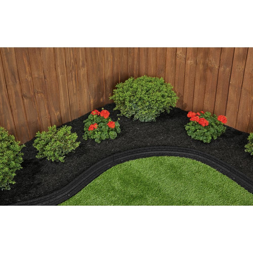 48 in. x 3 in. x 3 in. Black Brickface Rubber Landscape Edging - Hercitys