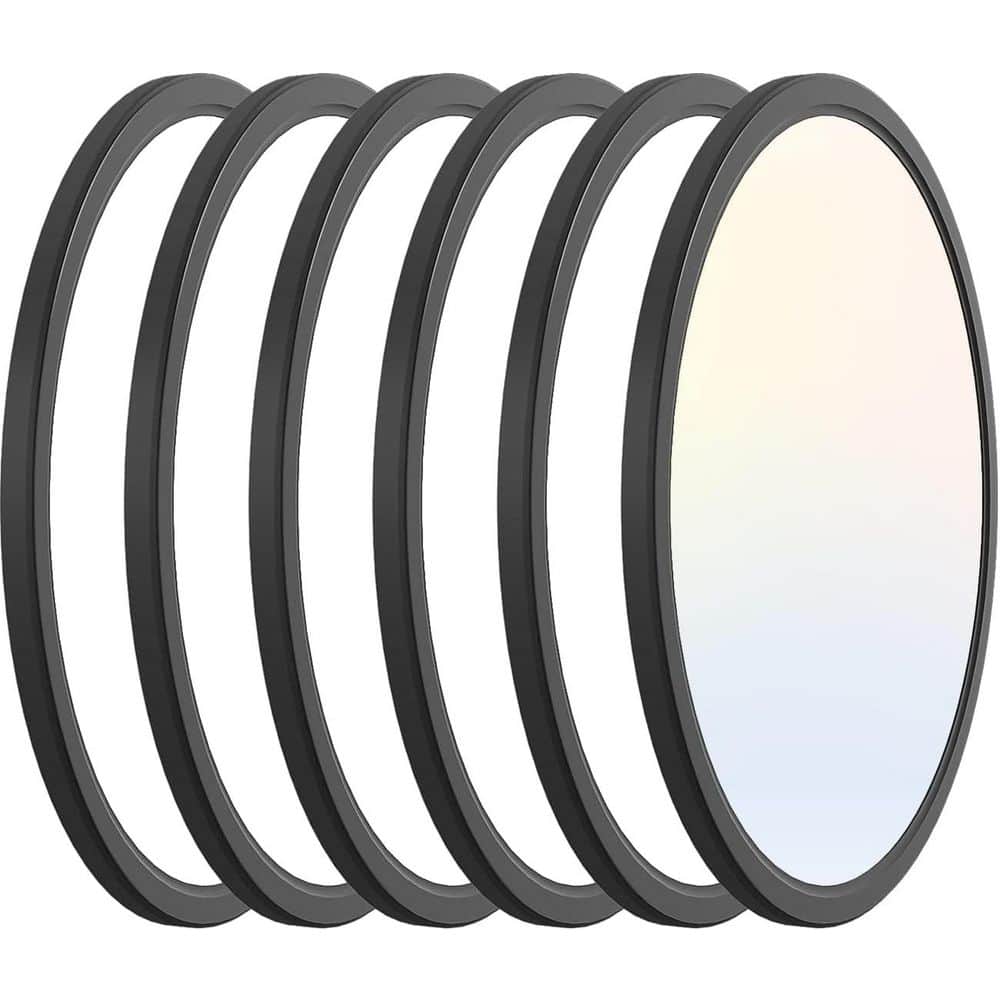 12 in. 28-Watt Black Integrated LED Flush Mount with White Polycarbonate ShadeRound Light Fixture for Bedroom - Hercitys