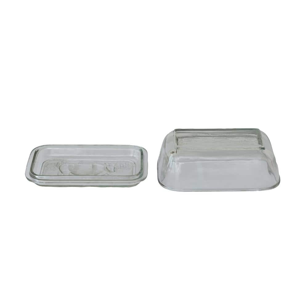 4 oz. Clear Embossed Glass Butter Dish (Set of 1) - Hercitys